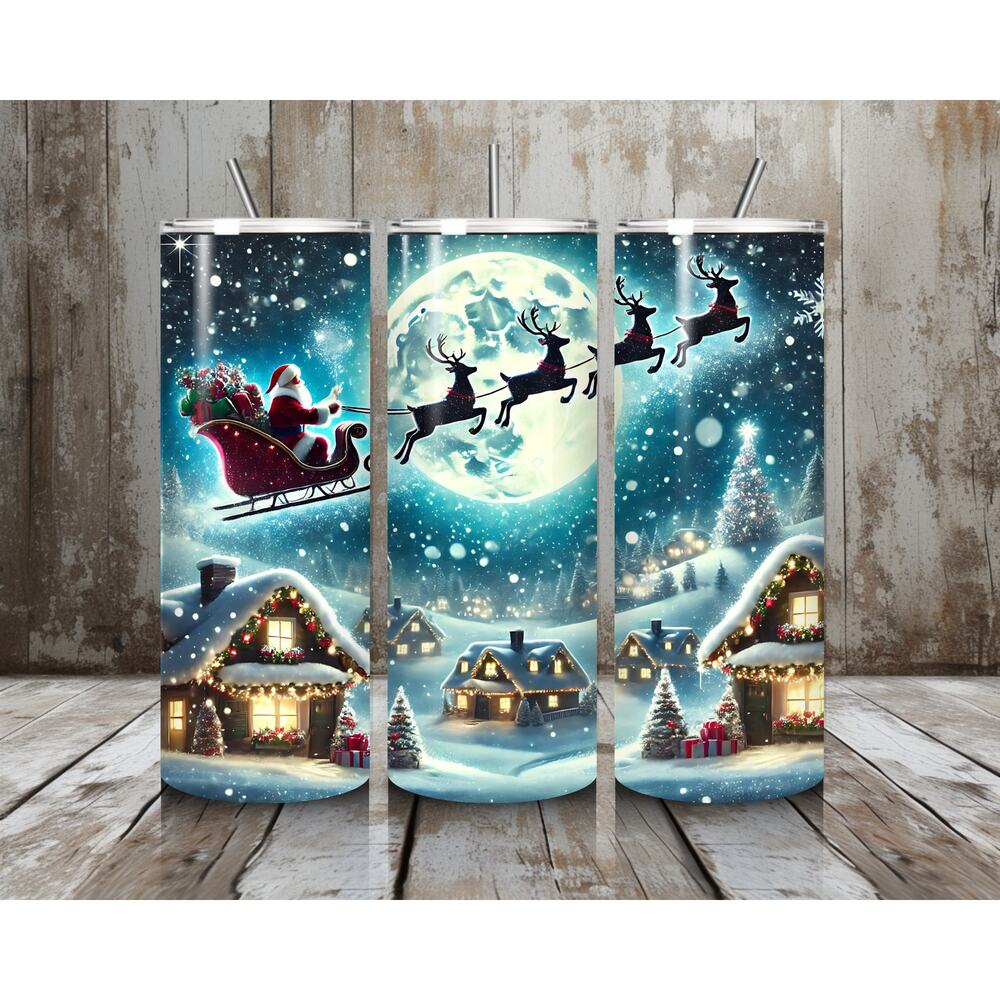 Santa Sleigh Tumbler 20 oz - Picture 1 of 1